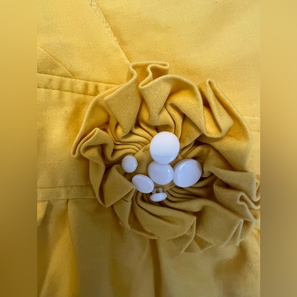 Studio I Yellow Sleeveless V-Neck Daisy A-Line Mid length Dress Sz12P Cotton - Picture 13 of 14